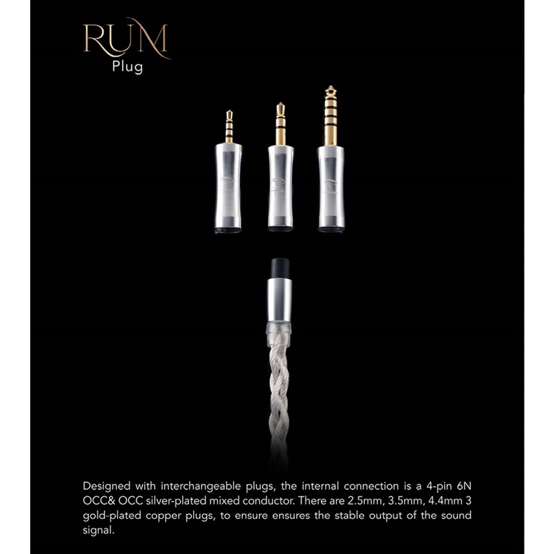 Qoa RUM Modular Upgrade Kabel Untuk Earphone 2.5 + 3.5 + 4.4mm 6N OCC 4 core cross braided 0.78 2pin MMCX