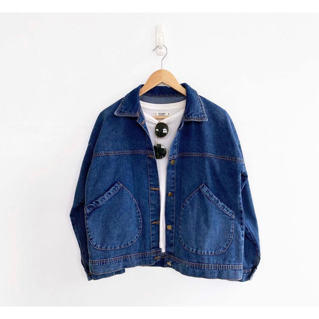 JKFashion - ZFS Jaket Jeans Polos / Vintage Oversize Jacket / Jaket Oversize / Jaket Tangan karet / Jaket Kantong Depan / Jaket Denim / Jaket Jeans Kekinian / Jaket Denim Terbaru / Atasan Wanita Muslimah / Atasan Wanita Hijab / Atasan Wanita Terbaru-GILVA DARK