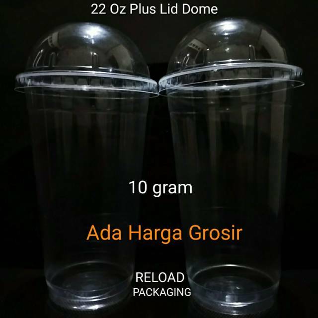 

Isi 50pcs Gelas Plastik PP 22oz Plastic Cup PP 22 oz PLUS TUTUP CEMBUNG LID DOME TERBARU READY