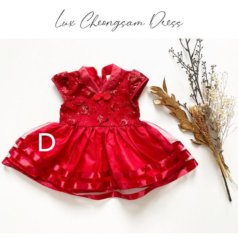Terlaris Baju Dress Shanghai Cheongsam Chinese Imlek Anak Bayi Perempuan Merah Lucu-2