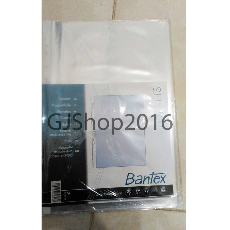 

Pocket File Folio F4 Bantex Kantung Binder PP Clear (isi 20pcs)