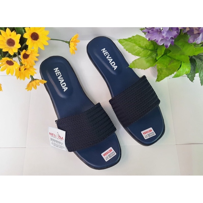 6.6 SALE! Sandal Selop Rajut Nevada Termurah - Sandal Wanita Nevada-Rajut Navy