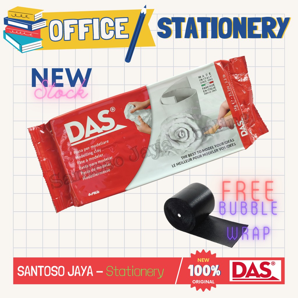 DAS Clay Modelling Material WHITE 1000 Gram - 1 kg Tanah Liat PUTIH
