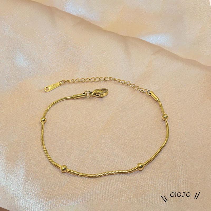 Gelang Manik-Manik Tulang Ular Bahan Titanium Steel Untuk Wanita - ol2
