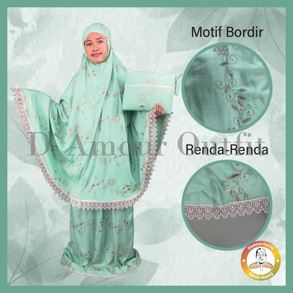 Mukena Travel, Mukena Travelling, Mukena Travelling Dewasa, Mukena Gracella Bordir Rayon Premium