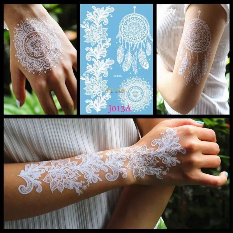 Tatto Model Henna hena putih acara pernikahan atau pesta Model J