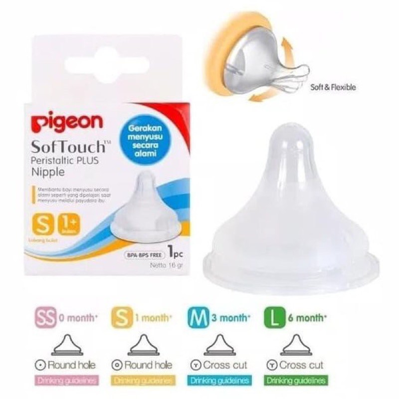 Pigeon Dot Nipple Teat Peristaltic Plus Soft Touch Wide Neck Wideneck