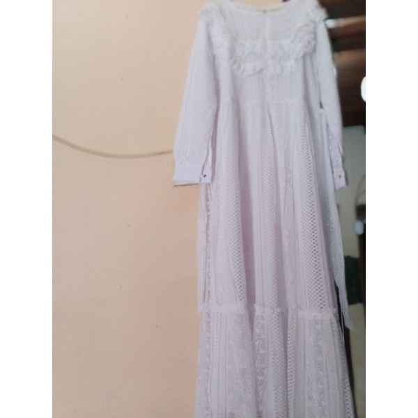 gamis dewasa brokat putih cerah jumbo