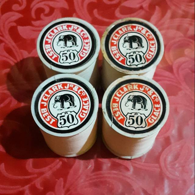 Satu Paket Benang Layangan Jadul Cap Gajah Size 50 Isi 4 Roll