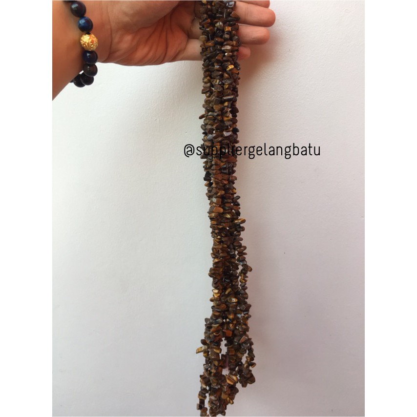 kerikil Batu alam brown tiger eye cokelat 1cm bahan gelang kalung akik aksesoris craft model fashion
