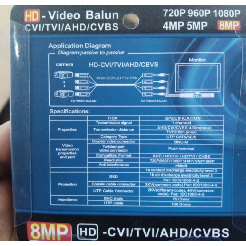 Video Balun 8MP / Video Balun AHD.TVI.CVI.Cvbs. Kualitas Bagus