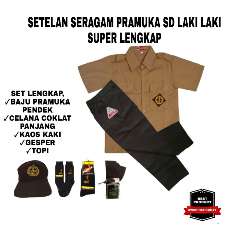 PRODUK LOKAL | Setelan Seragam Pramuka SD Laki Laki Super Lengkap Kelas 1 sampai 6 SD