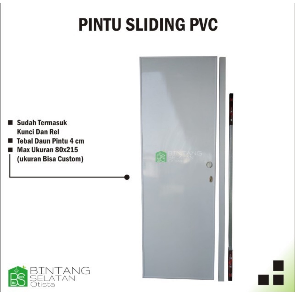 PINTU PVC SLIDING KOMPLIT KUNCI DAN REL UKURAN BISA CUSTOM