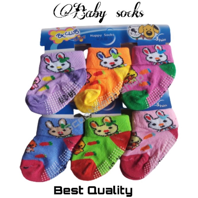 Kaos kaki bayi lucu anti slip(0-6 bulan) 3 pasang