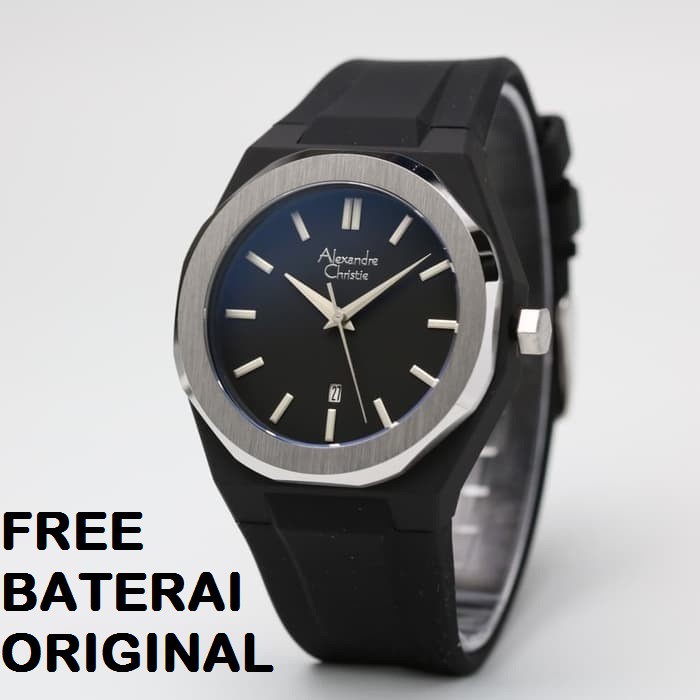 [Free Baterai] JAM TANGAN PRIA ALEXANDRE CHRISTIE AC 8613 RUBBER ORIGINAL GARANSI RESMI 1 TAHUN