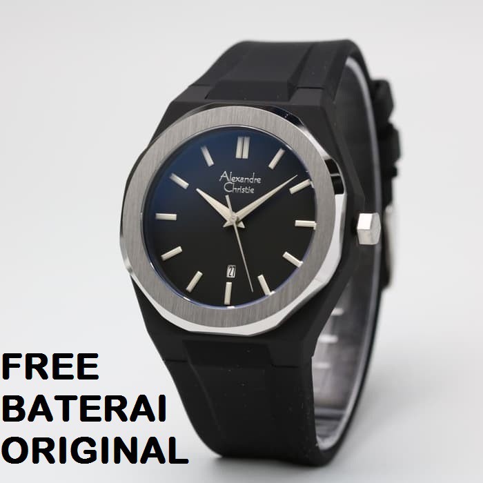 [Free Baterai] JAM TANGAN PRIA ALEXANDRE CHRISTIE AC 8613 RUBBER ORIGINAL GARANSI RESMI 1 TAHUN