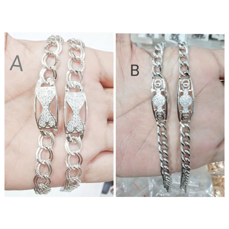 NJJ741. Gelang xuping wanita lapis emas putih silver dgn mata zircon ukuran 18 cm