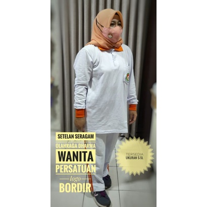 setelan baju olahraga dwp putih bordir putih termurah terlaris harga grosir