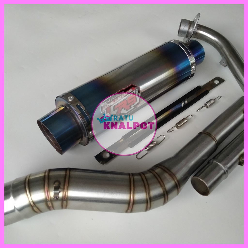 Knalpot Racing R9 Mugello Blue Fullset For Satria FU Karbu/Injeksi