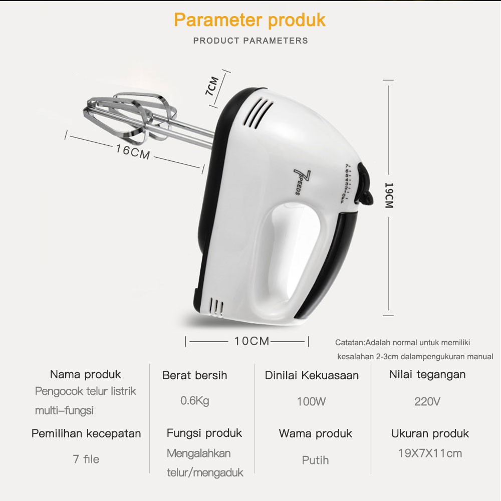 Mixer HRDDQ01 hand mixer penyesuaian 7 speed