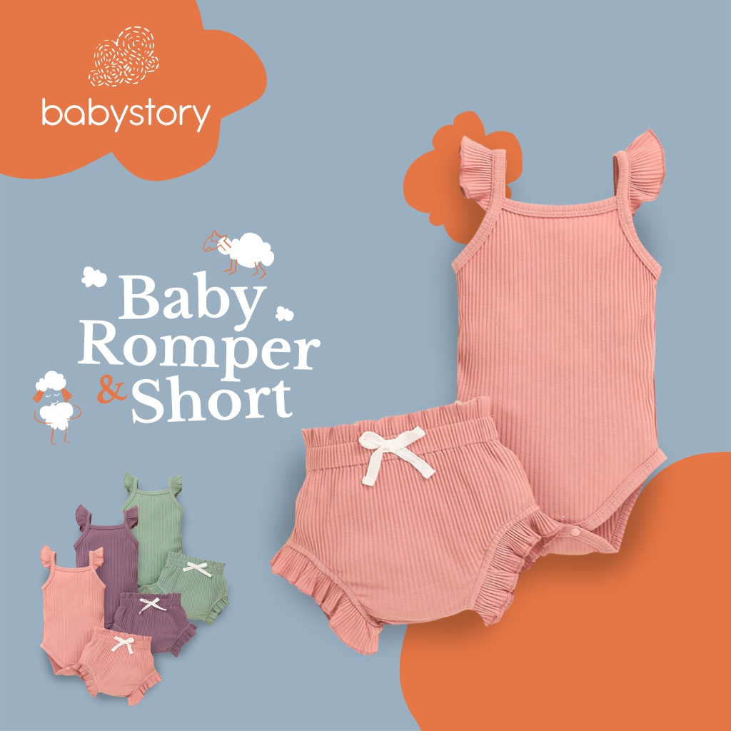 Pakaian bayi cewek romper bayi baju bayi baby romper and shorts setelan baju cewek