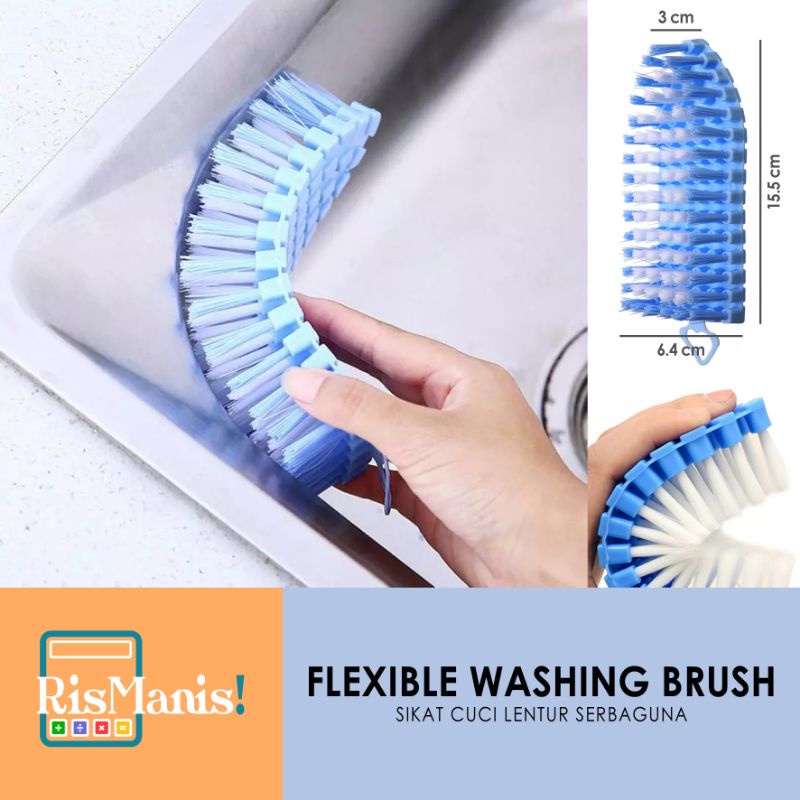 FLEXIBLE WASHING BRUSH - Sikat Cuci Lentur Serbaguna Lengkungan Wastafel Dapur Toilet WC Bulu Halus