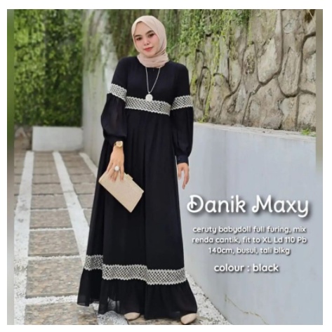 Danik Maxy WD - Dress Maxy Wanita Ceruty Premium Lengan Balon Best Seller - KBG