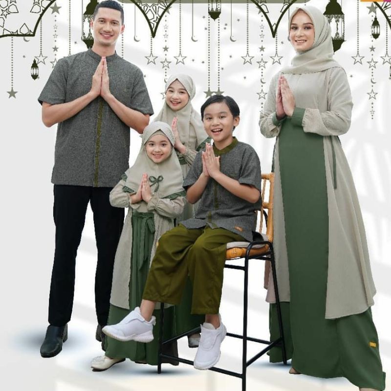 Couple Family Adinda Set Pasangan Mama Papa Anak Gamis Muslim Lebaran Ramadhan Baju Syari