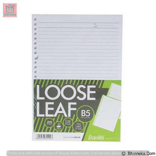 

Bantex Loose Leaf Paper B5 80 gsm 50 Sheets - 26 Holes 8600 00