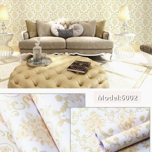 wallpaper sticker dinding motif batik emas ♞