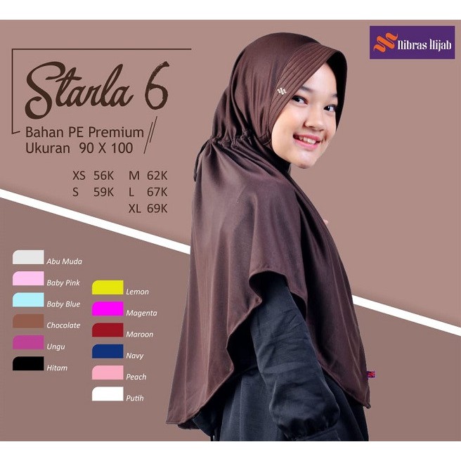 NIBRAS HIJAB STARLA PAD 6 XXL BAHAN PE PREMIUM FASHION MUSLIMAH SYARI KHIMAR INSTAN TERBARU