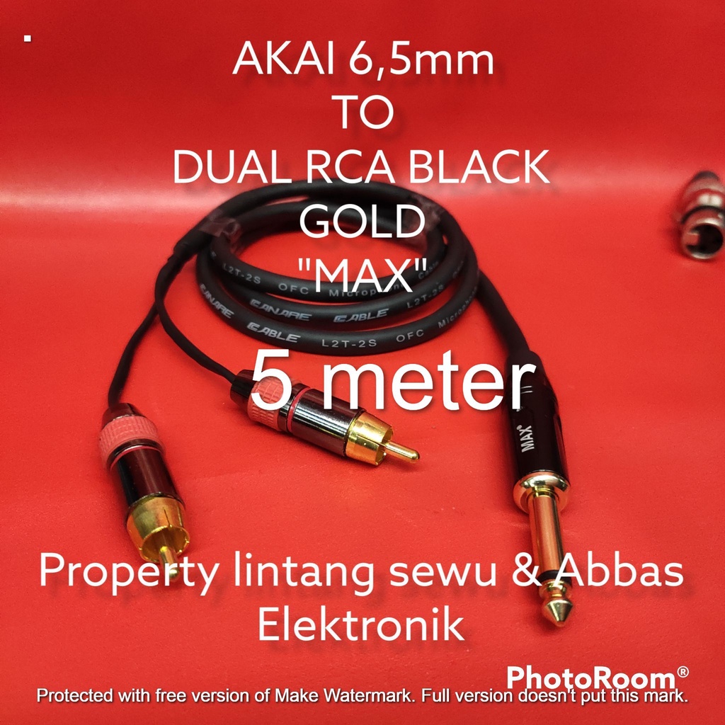 KABEL JEK AKAI 6,5MM MAX TO DUAL RCA BLACK GOLD 5 METER