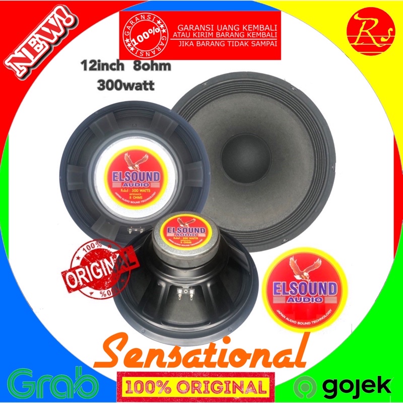 Speaker woofer Elsound 12inch 300watt vokal Bass