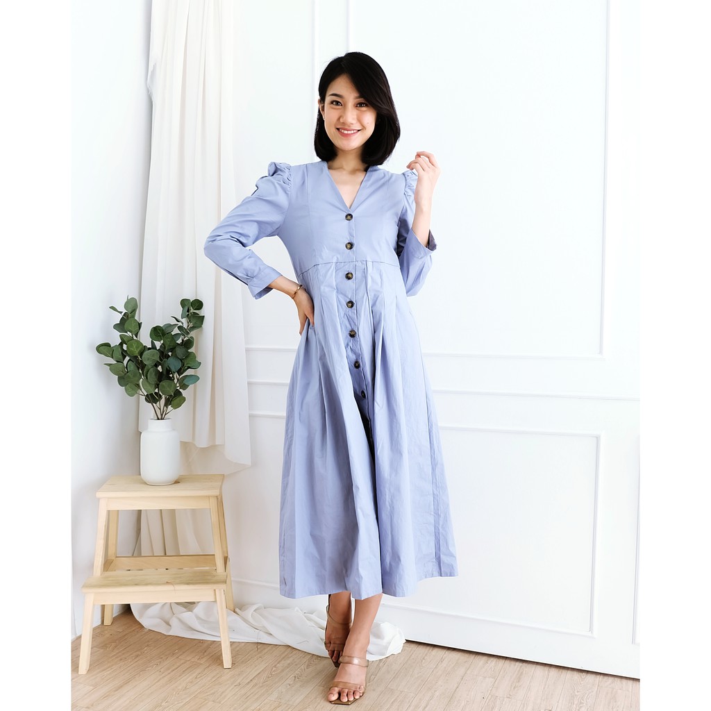 Merelyn Dress Casual Gaun Pesta Terusan Party Korean Style Fashion