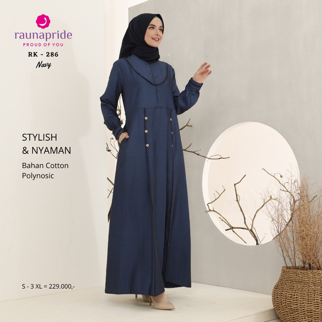 Gamis rauna RGD 55 Terbaru 2023 / Rk 286 Navy / dress muslim / gamis wanita