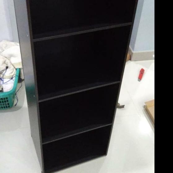 ✈ RAK BUKU / RAK BAJU / RAK TAS / RAK 4 SUSUN SERBAGUNA ORIGINAL - HITAM DARK ♠