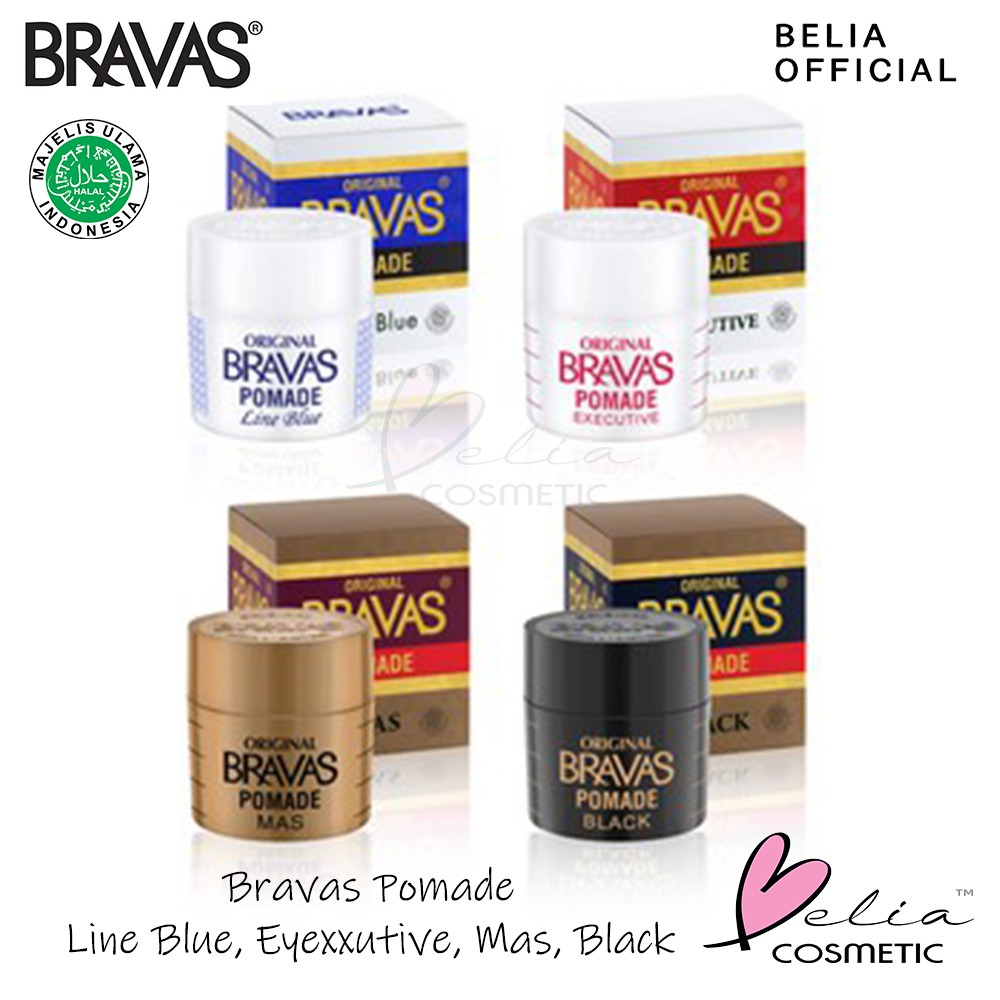 ❤ BELIA ❤ BRAVAS Pomade Brilliantine Minyak Rambut Line Blue Executive / Mas / Black 80g Brasov