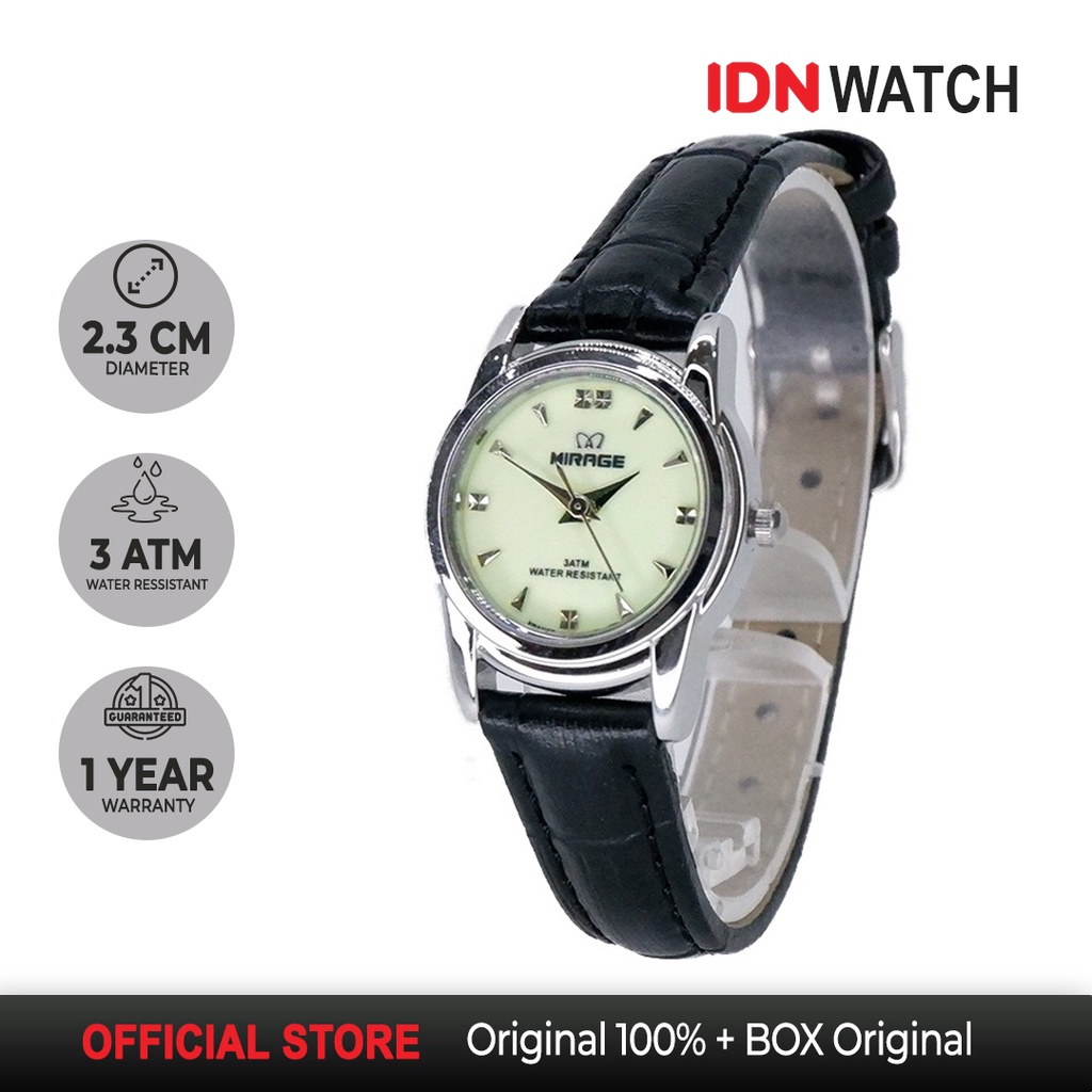 Mirage Original Jam Tangan Analog Fashion Wanita Casual Glow In The Dark Strap Kulit Miragewatch