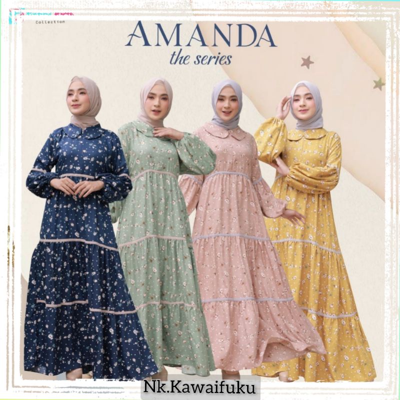 Set Gamis Hijab Remaja / Dewasa Wanita Perempuan bahan Shakila Pashmina ceruty Amanda Series