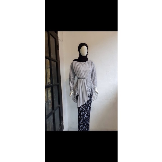 (Realpict) set kebaya aira selendang/set kebaya aurora selendang/kebaya modern/blouse Amalia-set perak