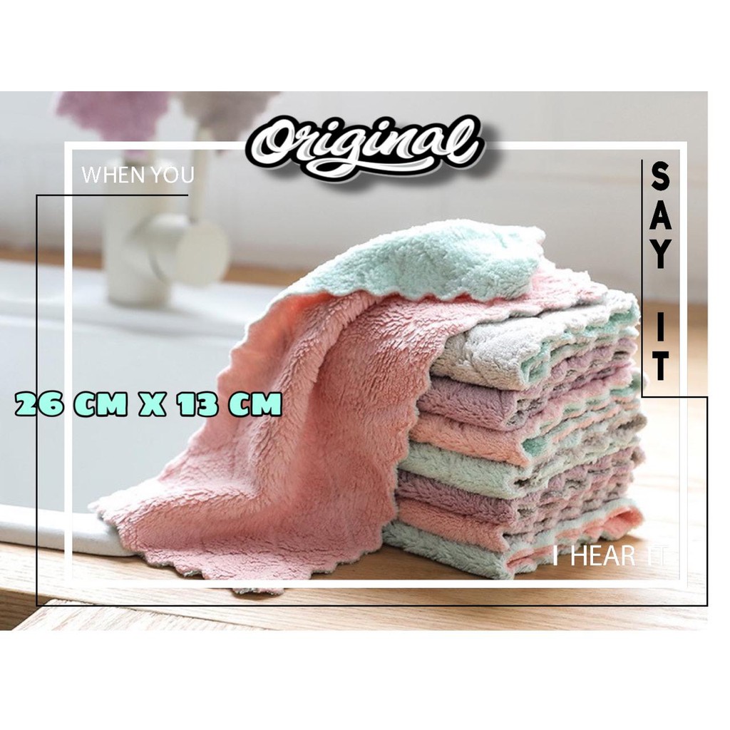 ORIGINAL UK 25CM X 25CM BESAR Kain Lap Meja Piring Dapur Anti Minyak Kain Lap Microfiber Serbaguna