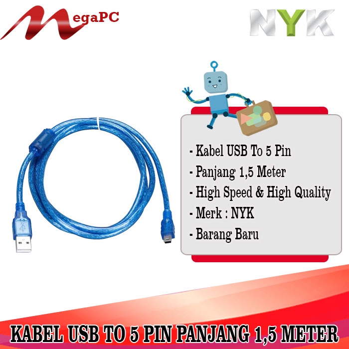 Kabel Usb To 5 Pin Panjang (1,5M) / USB TO 5 PIN ORI