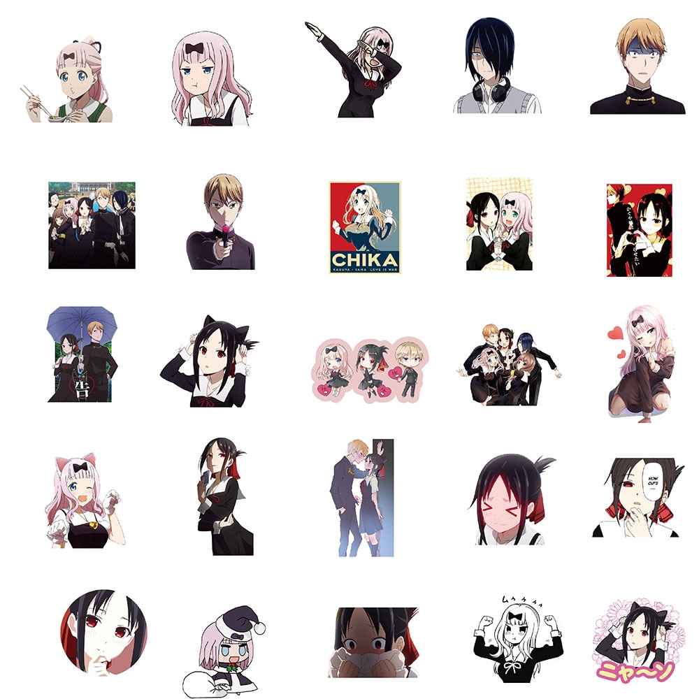 50pcs Pack Anime Kaguya-sama Love Is War Stickers For Fans Skateboard Guitar Motorcycle Laptop Waterproof Sticker Toy Decals