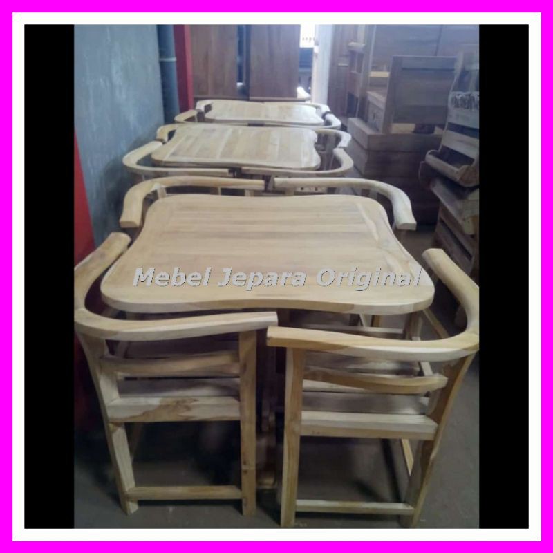 meja makan cafe jati   meja makan simpel   meja makan set resto kayu jati mentahan furniture jepara