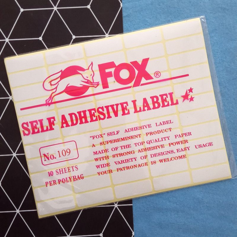 

Label Fox no. 109 (Isi 10 lembar)