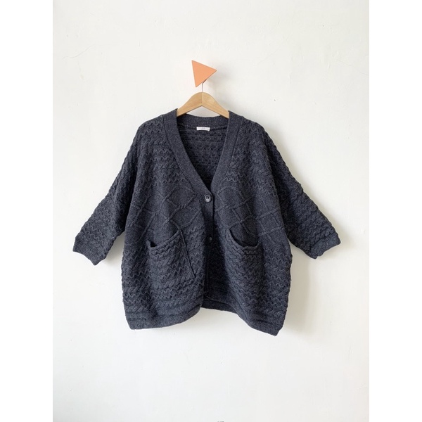 cardigan oversized jumbo kepang cable crop knit rajut korea