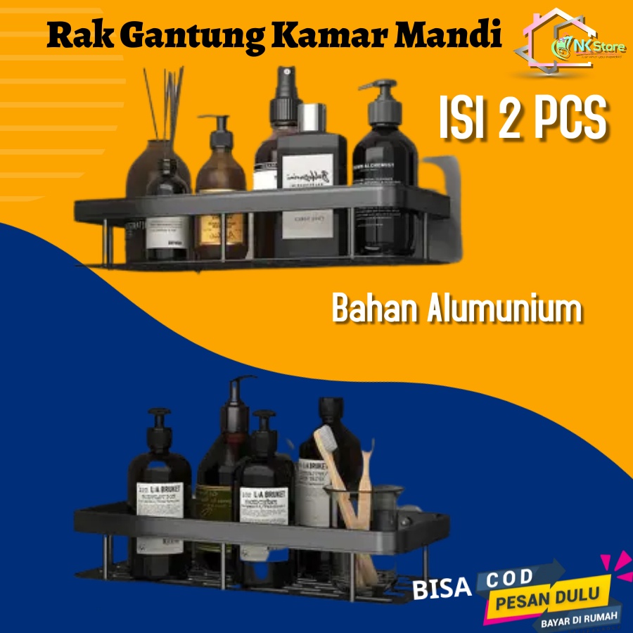 2pcs Rak Gantung Tempat Sabun Kamar Mandi Tempel Dinding Alumunium