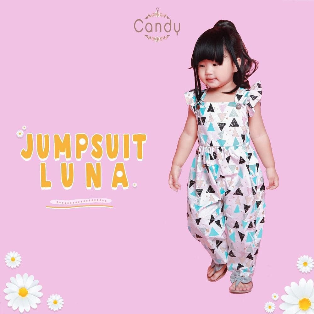 JUMPSUIT ANAK PEREMPUAN CANDY LUNA MOTIF LUCU USIA 1-4 TAHUN