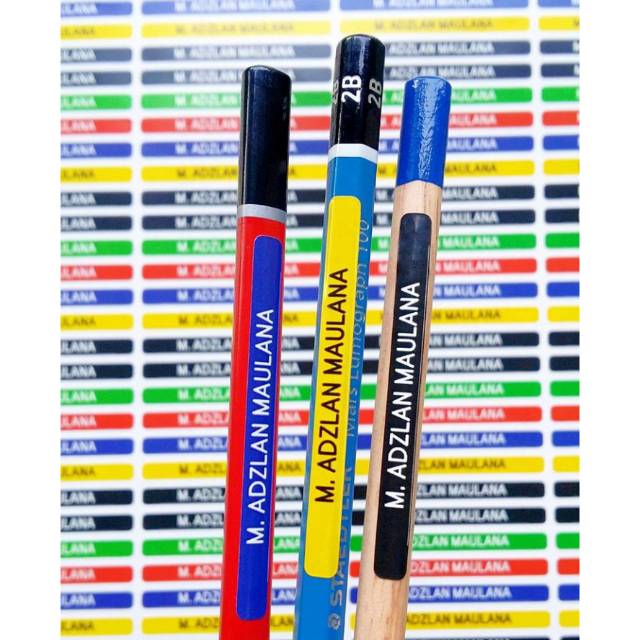 

Stiker Label pensil nama bisa utk buku, botol, penghapus, atk dll