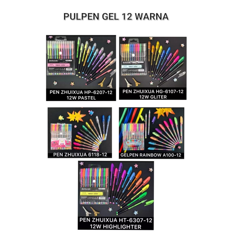 

ROYALE STATIONARY - PEN GEL PULPEN GEL WARNA PASTEL / GLITER / STABILO / GLITERFANCY/ RENBOW ISI 12 WARNA